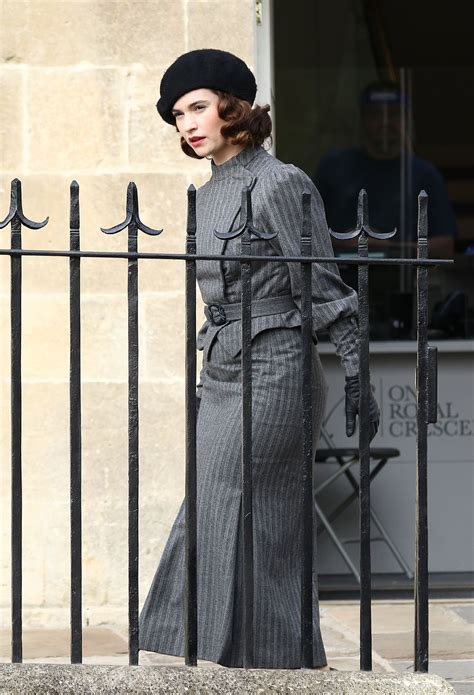 lily james on the set of the pursuit of love in bath england celebzz