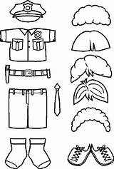 Police Paper Doll Officer Clothes Preschool Kids Community Crafts Dolls Activities Helpers Printable Playtime Coloring Outline Friends Turkey Craft Disguise sketch template