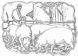 Prodigal Parable Prodical Swine Pigs Bestcoloringpagesforkids Himself Hired Citizens sketch template