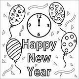 Year Coloring Happy Pages Years Printable Colouring Book Kids Print Eve Color Drawings Clipart Drawing Colour Clock Sheets Sheet Card sketch template