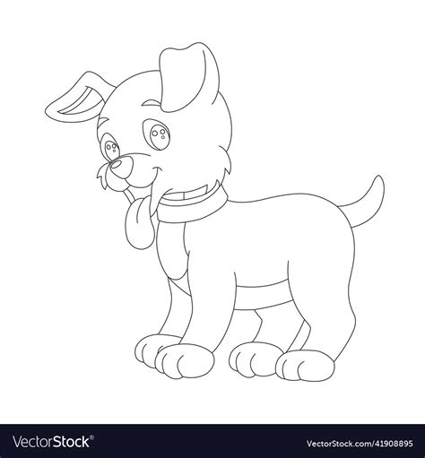 cute puppy dog outline coloring page animal vector image