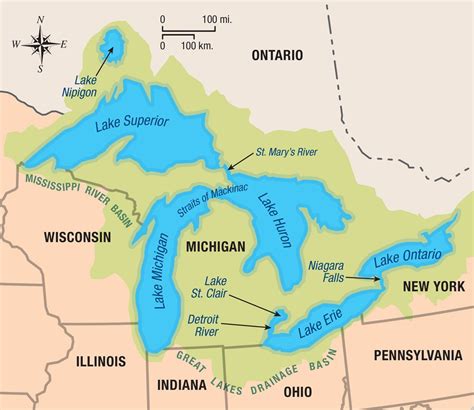 great lakes usa map topographic map  usa  states