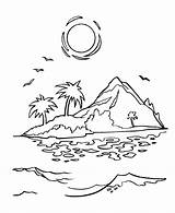 Coloring Pages Island Sunset Tropical Cartoon Color Printable Drawing Kids Sunrise Print Sheets Az Beach Pirate Clipart Book Pirates Colouring sketch template