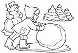 Winter Drawing Coloring Snowball Outline Season Pages Kids Tree Christmas Fight Easy Scene Scenes Children Printable Making Rainy Draw Snow sketch template