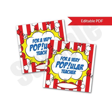 popular teacher popcorn appreciation tag editable