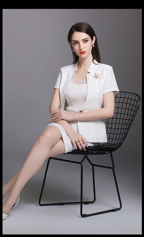beauty white stripe short sleeves women s skirt suits girl work suits