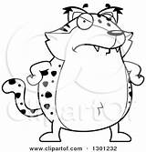 Chubby Bobcat Angry Mad Character Illustration Cartoon Royalty Clipart Hips Hands His Cory Thoman Lineart Outline Vector 2021 sketch template