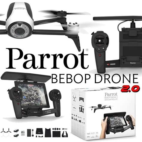 parrot bebop  blanc avec skycontroller black edition gps fpv  camera full hd mp