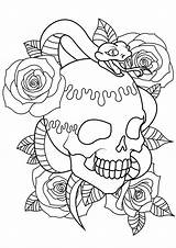 Tattoo Skull Coloring Tattoos Pages Snake Adults Roses Color Beautiful Adult Tatoo Female Designs Simple Men Neck Kids Popular Sleeve sketch template