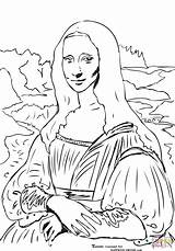 Mona Vinci Gioconda Outline Printable sketch template