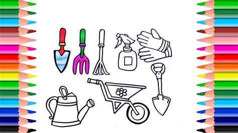 garden tools coloring pages   draw gardening tools collection