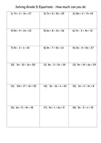 solving equations worksheets teaching resources solving equations