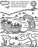 Jonah Coloring Whale Pages Printable Story Bible Print Boat Thrown Off Color Children Sunday Church School Getcolorings Nineveh Excellent Being sketch template