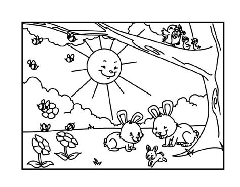 animals happy spring coloring picture  kids