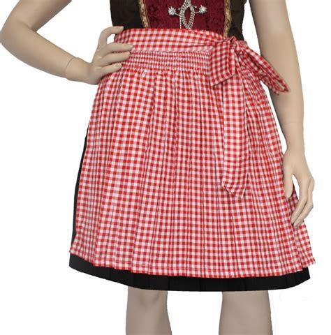 Mini Dirndl Apron Traditional Apron Colour Red Checkered Small