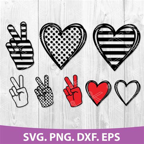 peace love bundle svg dxf png eps cut files