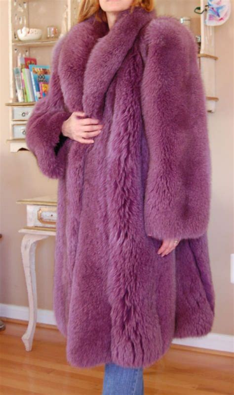 dyed purple fox fur coat  love  color  attractive fur fashion fur coat fabulous furs