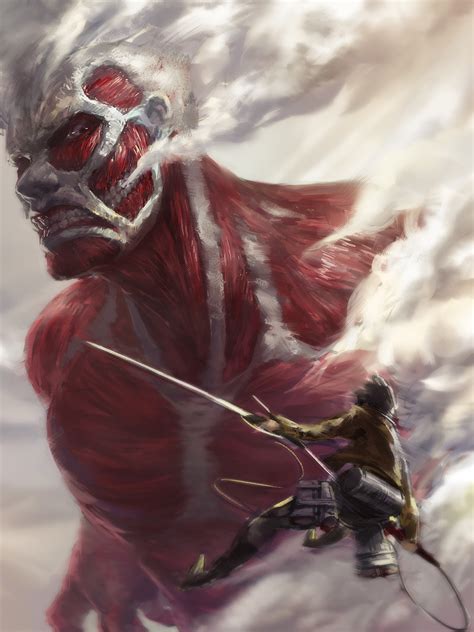 Eren Yeager Titan And Colossal Titan Shingeki No Kyojin Drawn By
