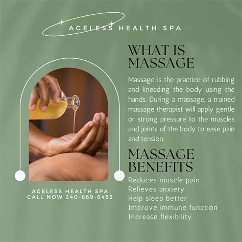 ageless health spa massage therapist  rockville