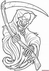 Reaper Tattoo Grim Outline Stencil Drawing Drawings Sensenmann Designs Tattoos Stencils Sketches Skulls sketch template
