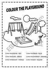 Playground Colour Worksheet Worksheets Vocabulary School Esl Preview sketch template