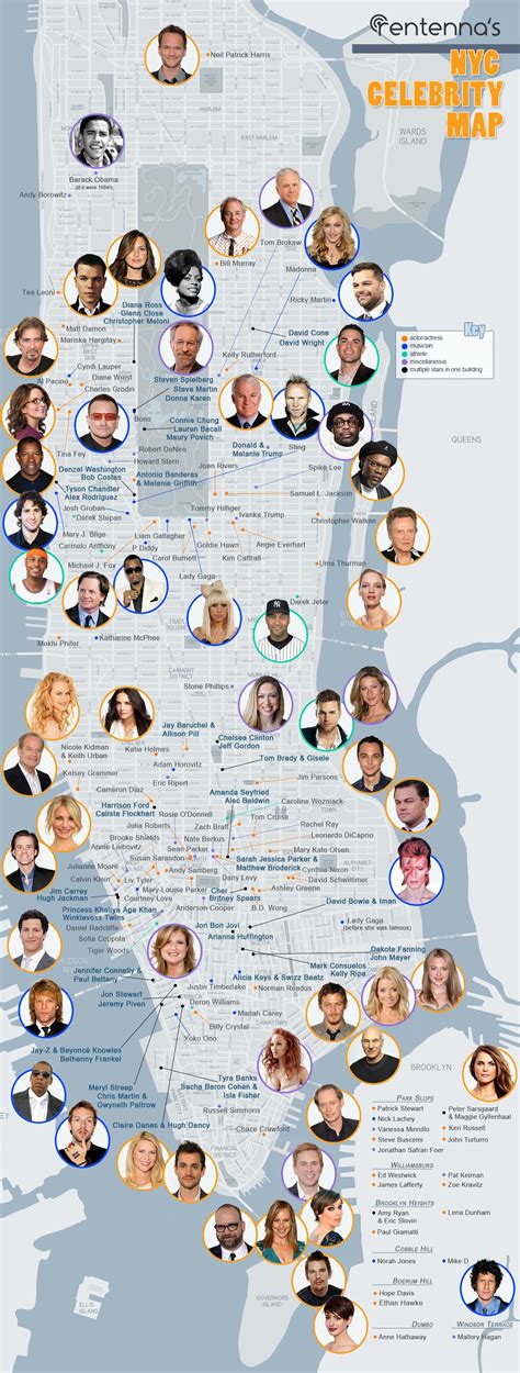 the 2014 nyc celebrity star map infographic
