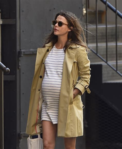 keri russell pregnant wearing striped dress in nyc pictures popsugar