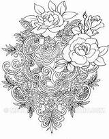 Coloring Adult Pages Roses Color Tattoo Lace Tattoos Printable sketch template