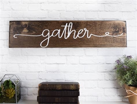 gather wood sign wooden sayings wall decor rustic etsy gather wood