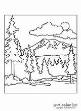Coloring Forest Pages Mountain Scene Color Printable Adult Kids Landscape Book Sky Printcolorfun Print Sheets Drawing Printables Nature Trees Beautiful sketch template