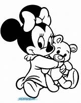 Baby Minnie Coloring Pages Disney Babies Teddy Bear Disneyclips Hugging sketch template