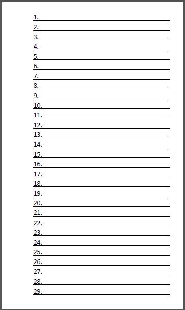printable lined paper  numbers