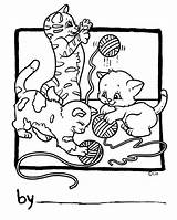 Yarn Playing Kittens Coloring Pages Book Template sketch template