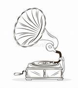 Phonograph Gramophone Grammophon Lokalisiertes Zeichnet Altes Ikonendesign Vektoren Yupiramos sketch template