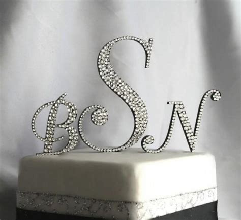 three initial monogram cake topper in any letters a b c d