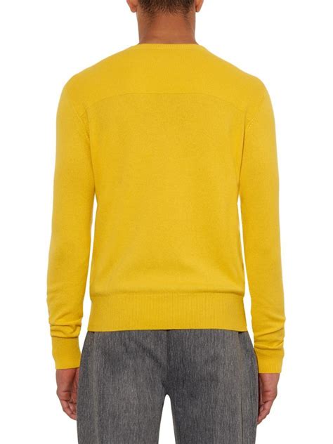 raey classic crew neck cashmere sweater  yellow  men lyst