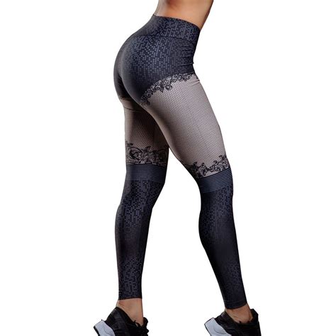 buy ljqlion  mesh pattern print leggings fitness
