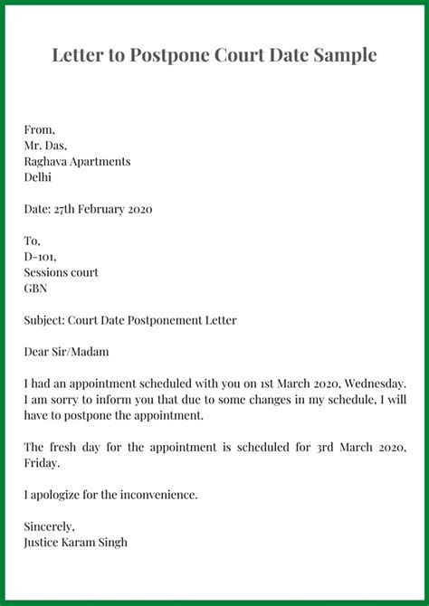 sample letter  judge  reschedule court date