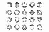 Shape Outline Gem Jewels Gems Geometric Diamonds Precious Carat Line Thehungryjpeg sketch template