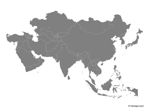 grey map  asia  countries  vector maps