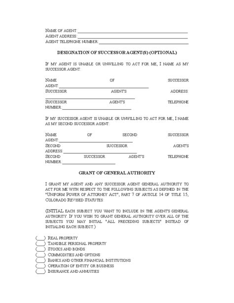 colorado statutory power  attorney form