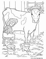 Coloring Cow Farm Pages Milking Boy Colouring Cows Dairy Printable Calf Ingalls Laura Barn Wilder Calves Animal Color House Farmer sketch template