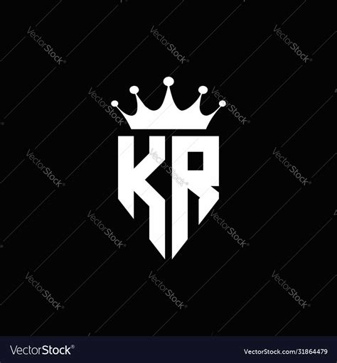 kr logo monogram emblem style  crown shape vector image