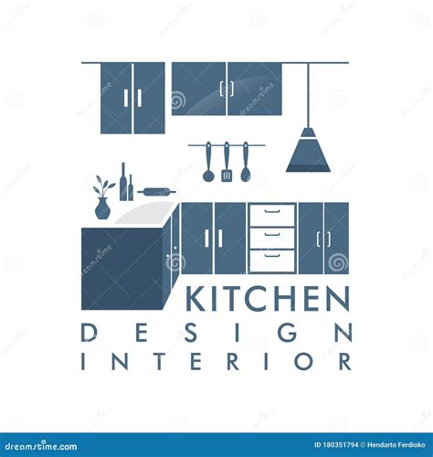 Furniture Kitchen Room Minimalist On White Background Logo Vector