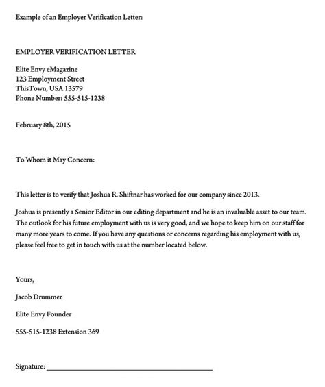 employee verification letter sample    letter template