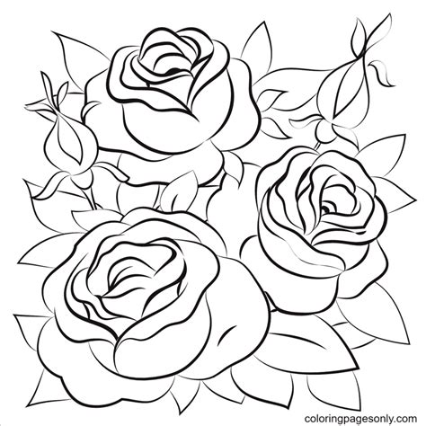rose bouquet coloring pages