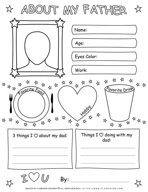 fathers day worksheet   father planerium
