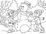Invierno Nieve Muñeco Haciendo Snowman Dibujosparacolorear sketch template