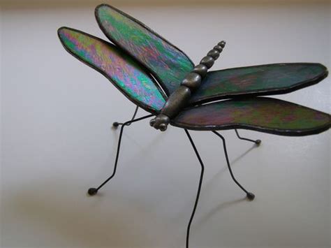 custom  stained glass dragonfly freestanding  judi