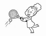 Tennis Coloring Playing Girl Racket Coloringcrew Pages Sports Getdrawings Book sketch template